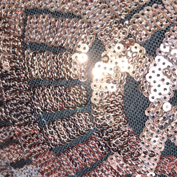 Glamorous S.C. Society Woman’s Evening Top Bronze Rose Gold Sequin Size M - Picture 8 of 15